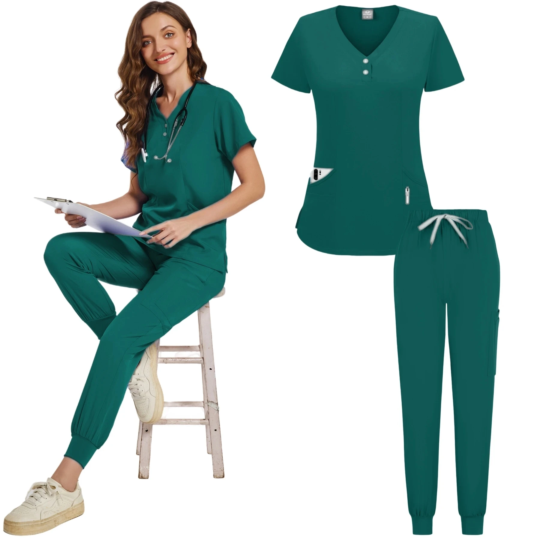 Unisex Medical Uniforms Men Women Nursing Clothes Beauty Costume Nurse Scrubs Sets Doctor Dentist Workwear Clinical Tops Pants