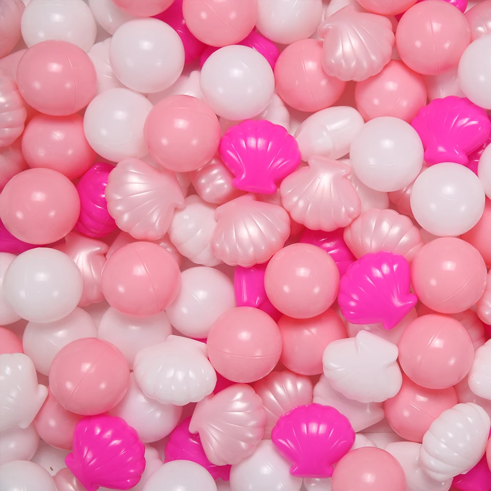 Pack of 50 Ball Pit Balls Shell Shape Pink for Kids Crush Proof Plastic Balls for Toddler Ball Pit Play Tent Tunnels Toy