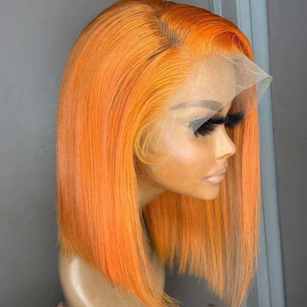 

Короткий парик-каре из натуральных волос 350 Ginger Orange Straight Bob, 13x4 HD Lace Frontal, для чернокожих женщин, 8-16 дюймов, по акции