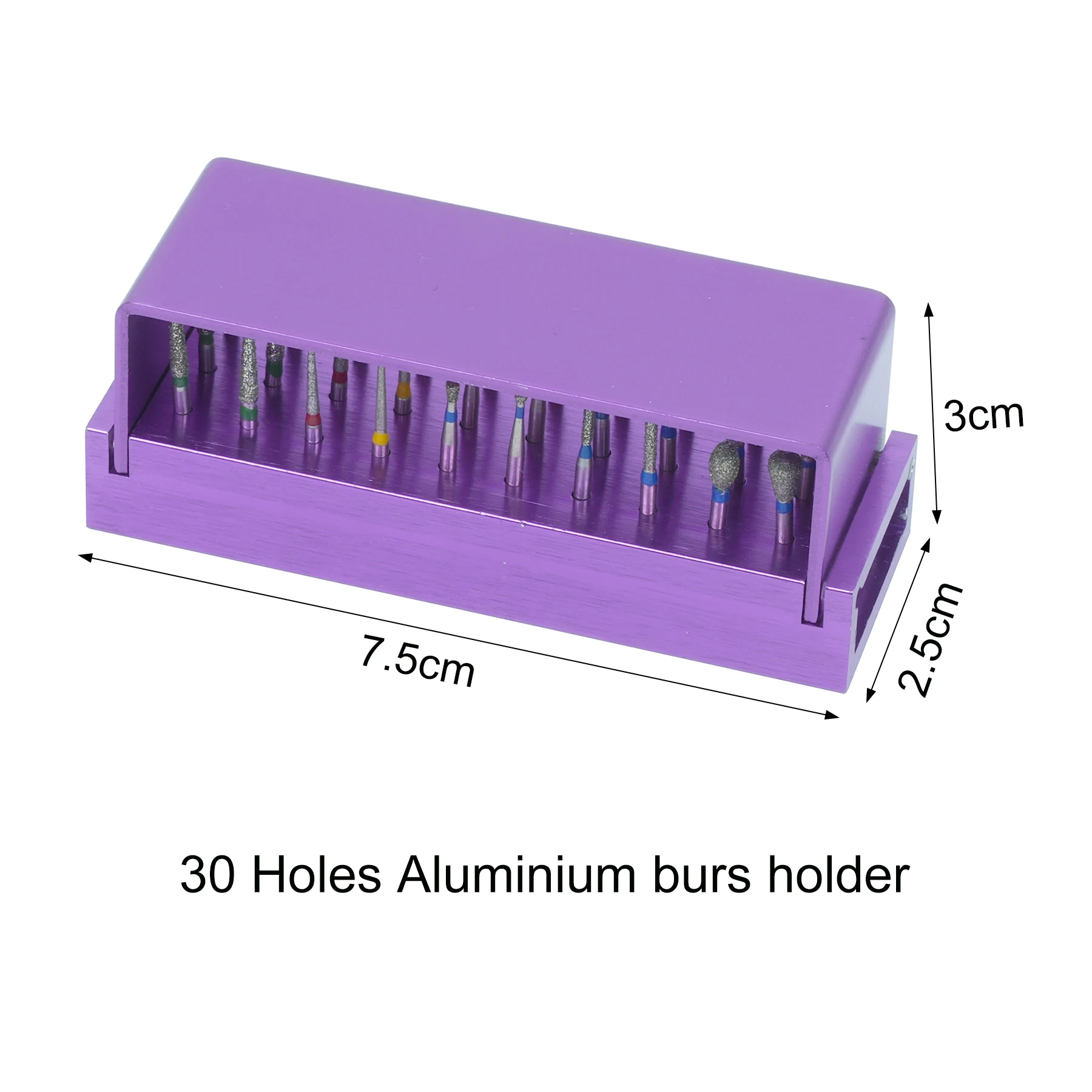 30pcs/Set Dental Diamond Burs Drill Disinfection Block High Speed Handpiece Burs Holder Aluminium Instrument Dentistry Tools