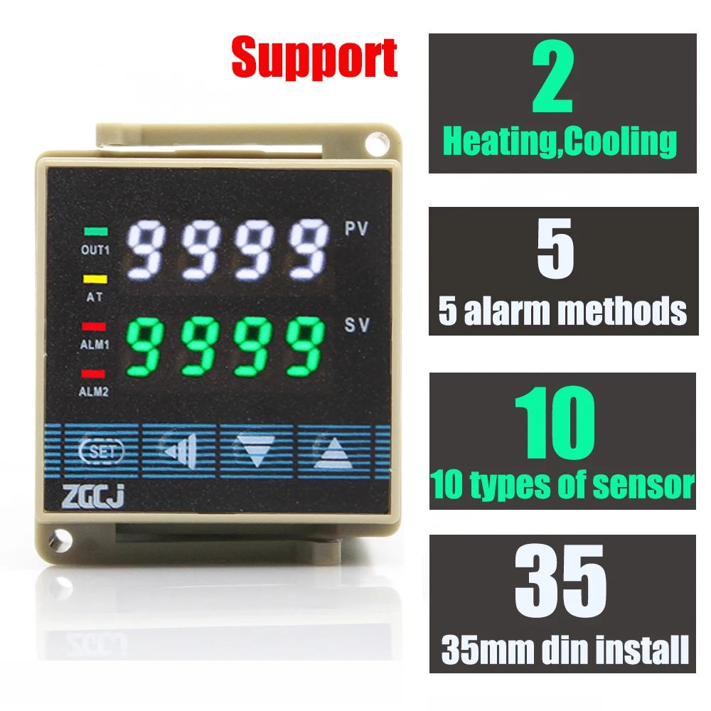 Come with 40A SSR and thermocouple Din type PID temperature controller multi input thermostat with SSR output and 1 alarm output