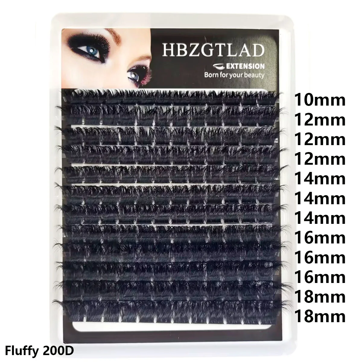 HBZGTLAD Neu 12 Reihen 60-200DMix 8D Flauschige Einzelwimpern-Cluster-Extensions für DIY-Wimpernverlängerung zu Hause, Cluster-Make-up-Wimpern – Detail 2