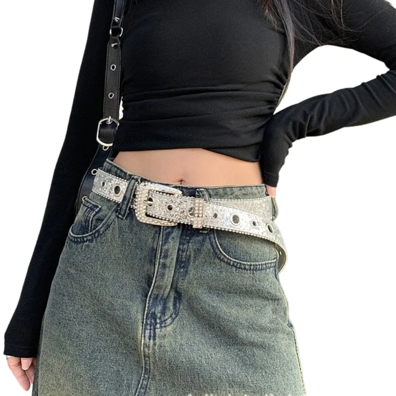 Women Cool Waist Belt Blingbling Studded Belt for Jeans Pants Wholesale