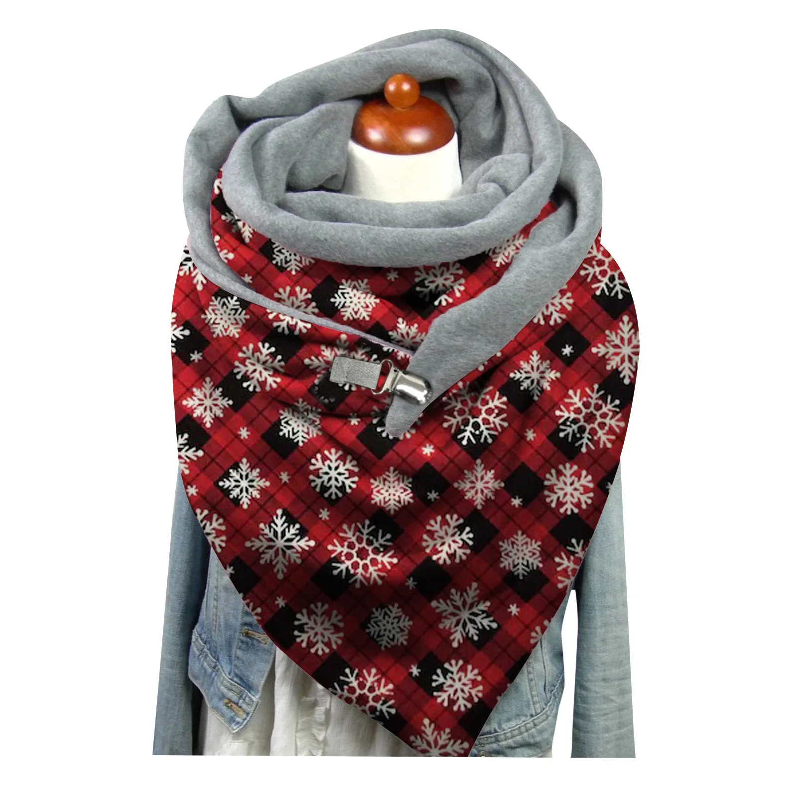 Women\'S Scarf Winter Fashion Merry Christmas Printing Button Soft Wrap Casual Warm Scarves Shawls Scarf For Women Bufanda Gifts