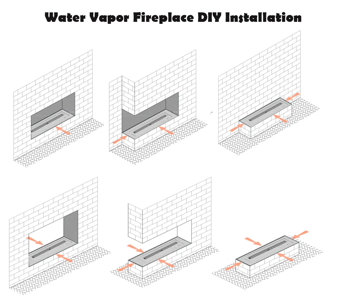 Chimenea de Vapor de agua 3D, inserto de 7 LED, colores de llama, Vapor de fuego, 500mm, 1000mm, 1500mm, 2000 Mm