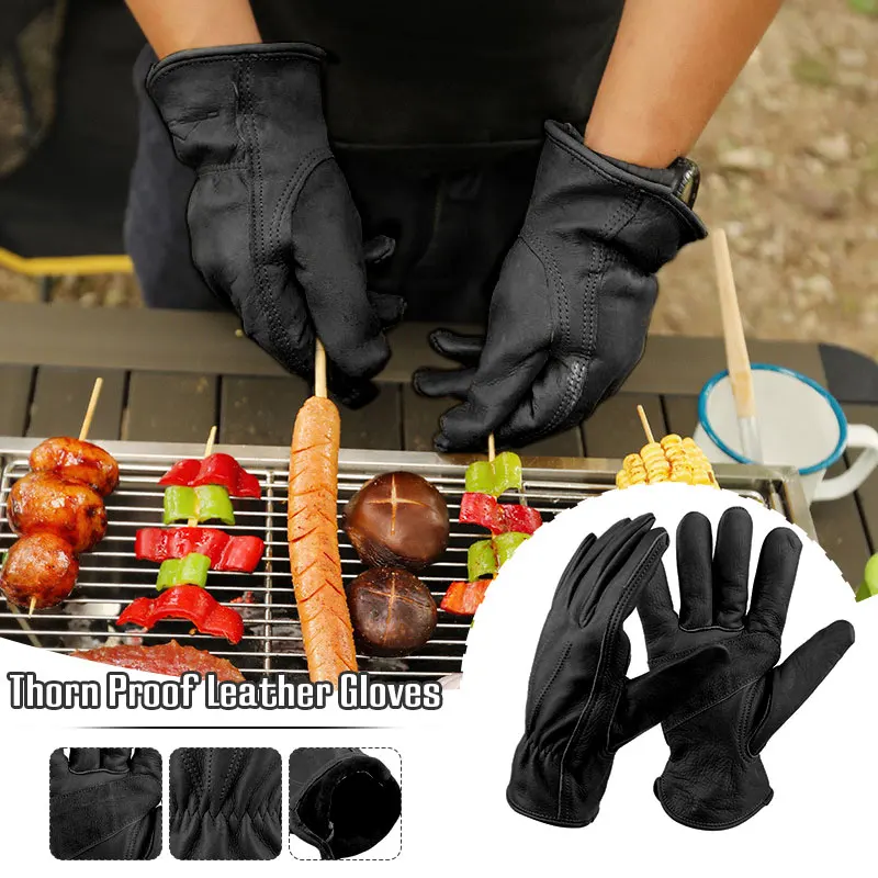 1 Pair Heavy Duty Garden Gloves Thorn Proof Faux Leather Unisex Work Gloves Protectors Wear Resistant Digging Gardening Glove