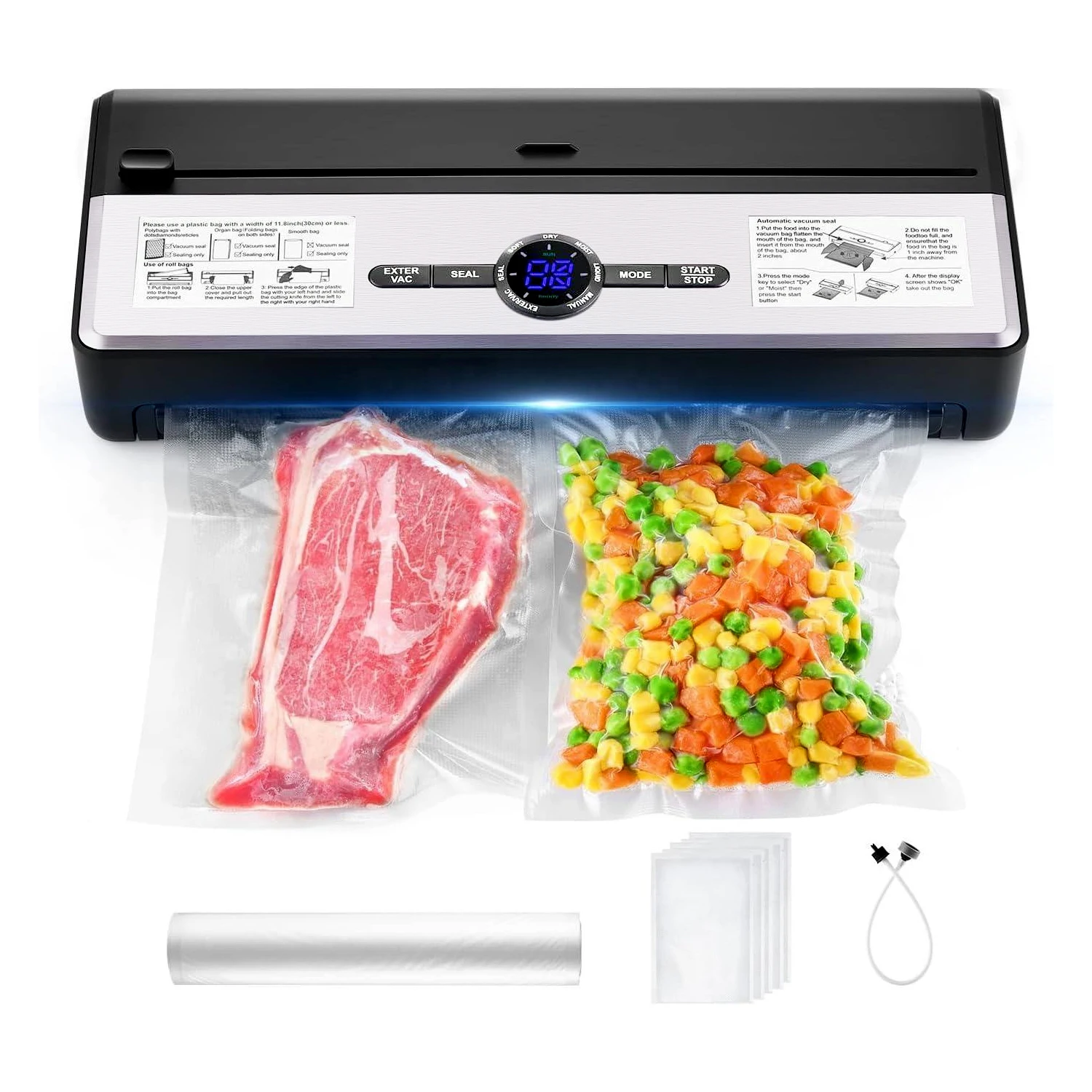 Wallepac 85KPA Home Electric Food Saver Vacuum Sealer Machine Plastic for Household RV Car Garage Use Manufactured Professional