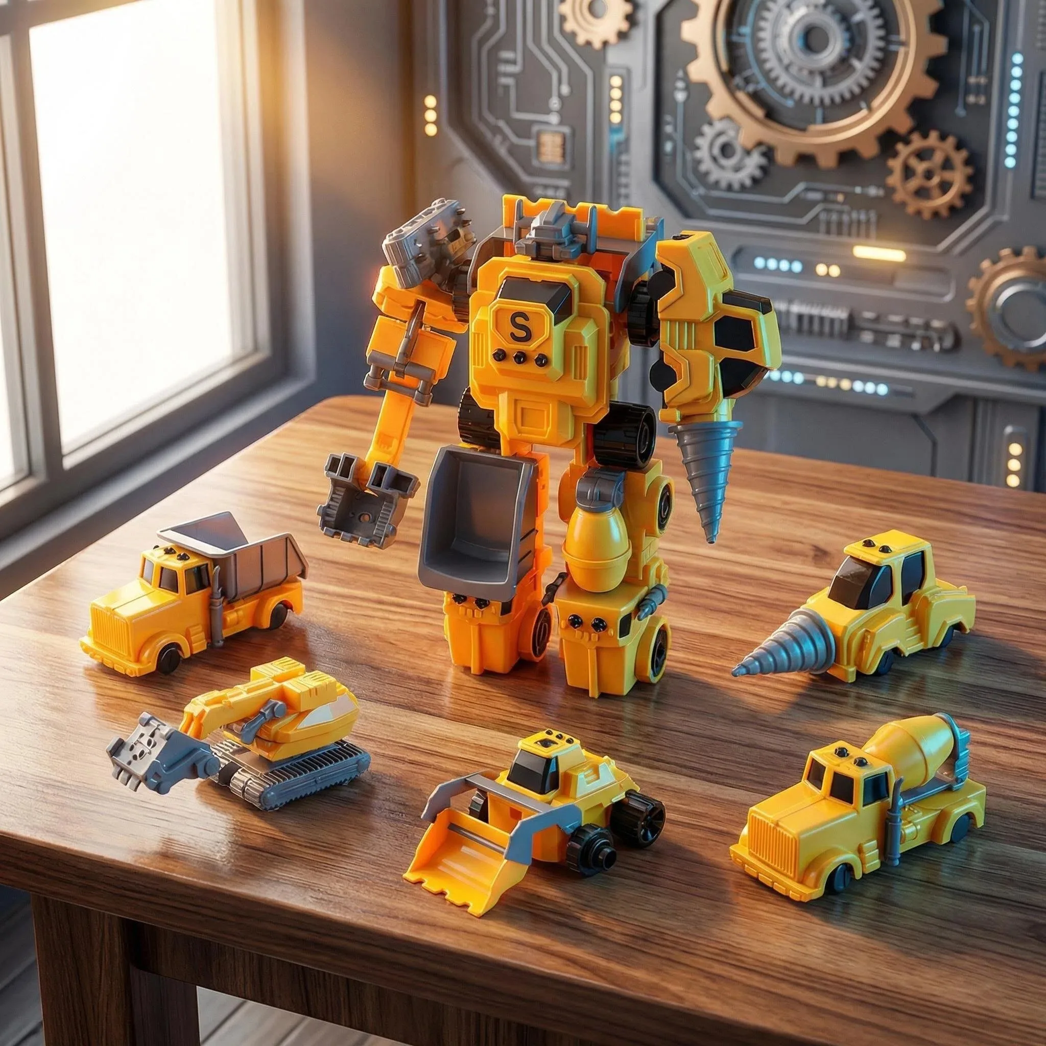 5-in-1 Mini Destroyer Transformation Model - Construction Excavator Model - 12 cm - Action Figure - Robot - Plastic Toy - Best G