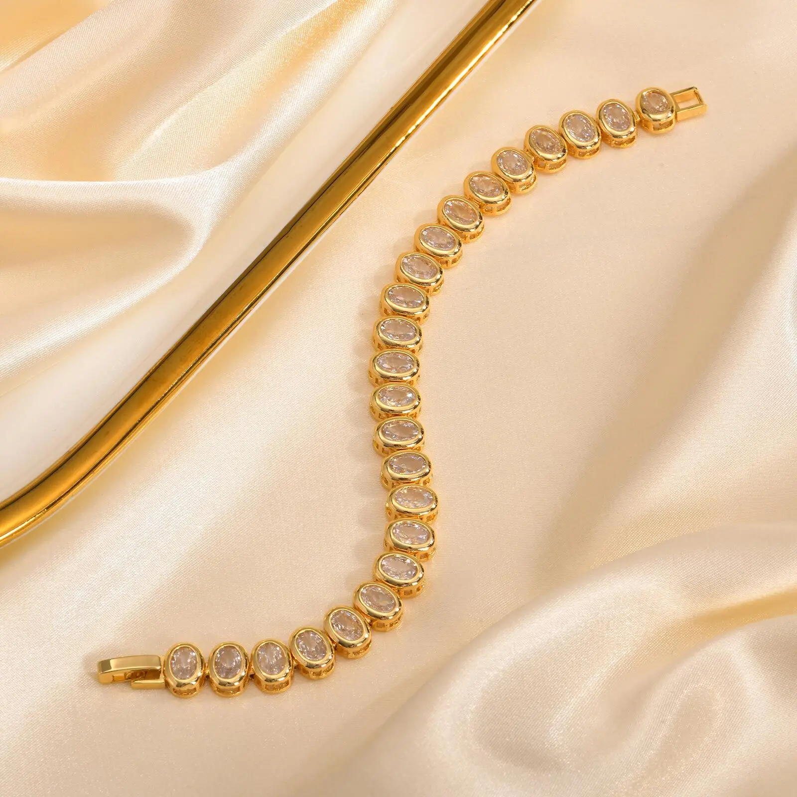 Tennis Bracelet, CZ Cubic Zirconia Rhinestone Chain Bracelet, Chunky Wide Hip Hop Jewelry