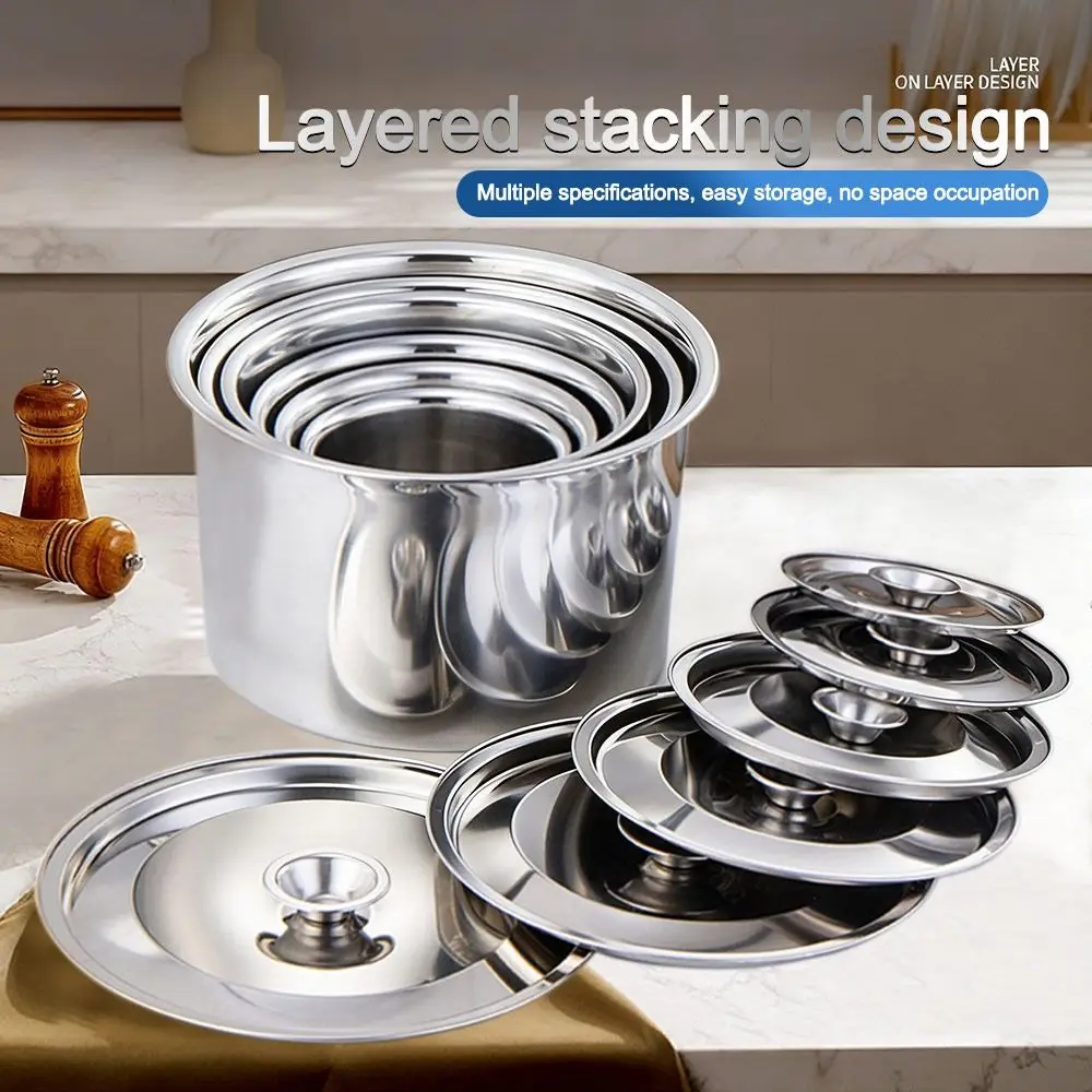 New Stainless Steel Pot Lids 12-24cm Reusable Flavoring Bucket Cover Frying Pan Metal Lid