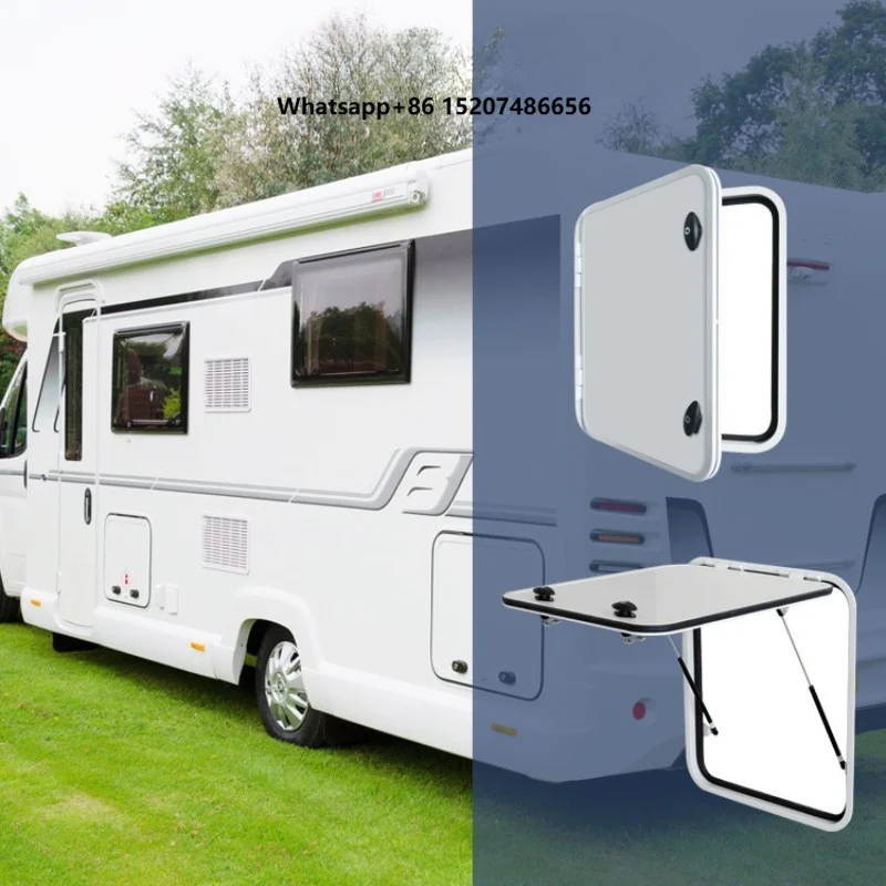Factory Direct Supply White  Luggage Door with Aluminum Frame Gas Struts for Travel Trailer Caravan Camper Van Special Vehicle