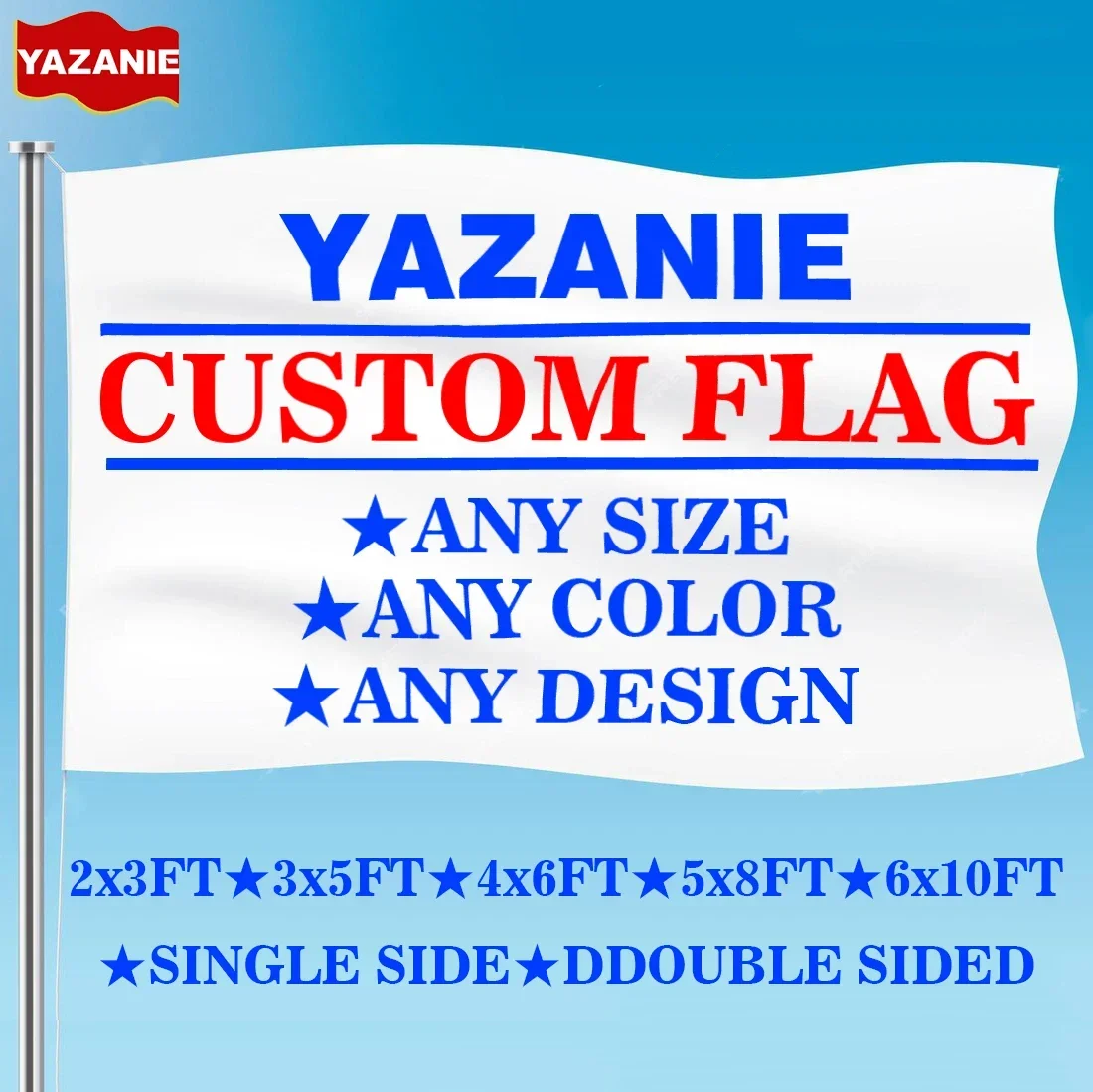 Custom Flags 2x3 3x5 5x8 3x5Ft Single or Double Sided Own Logo/Image/Text Personalized Flags and Banners for Outside Bedroom