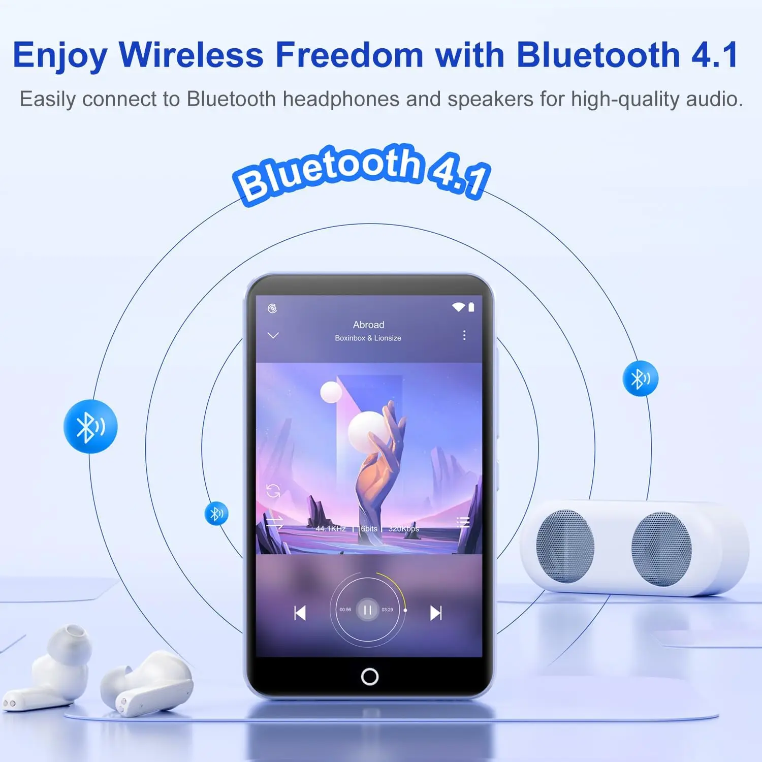 بلوتوث وواي فاي، 80 جيجابايت (16 جيجابايت + 64 جيجابايت) مع كاميرا، سبوتيفي ميوزيك ديزر مسموع، شاشة لمس 4.02 بوصة للأطفال هاي فاي MP4 #5