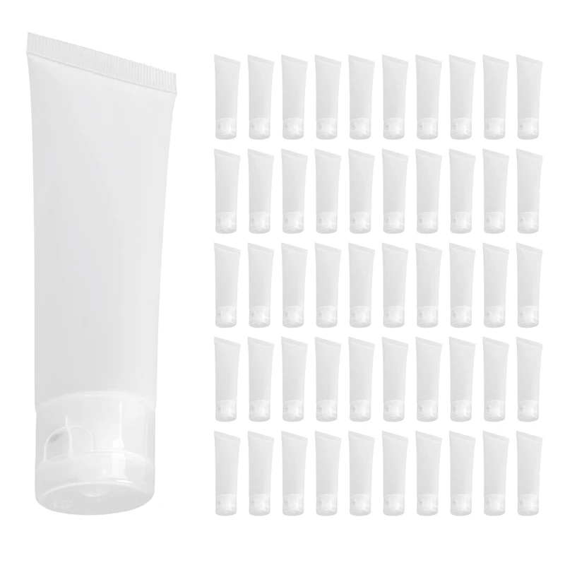 50Pcs 50Ml Frosted Clear Plastic Soft Tubes Empty Cosmetic Cream Emulsion Lotion Packaging Containers