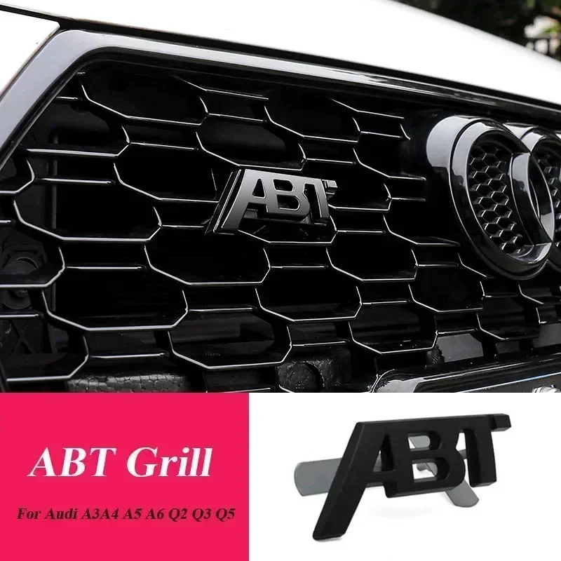 3D Metal ABT Logo Letters Car Front Grill Emblem Badge Sticker For Audi A3 A4 A5 A7 A7 Q3 Q5 Q7 TT RS6 RS3 VW Golf 7 view 5