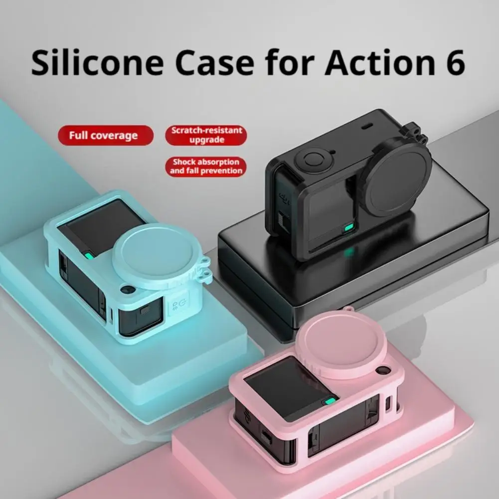 

For DJI Osmo Action 6 Full Protector Case Silicone Protective Cover Scratchproof Lens Cap Sleeve Camera Protector Case Accessory