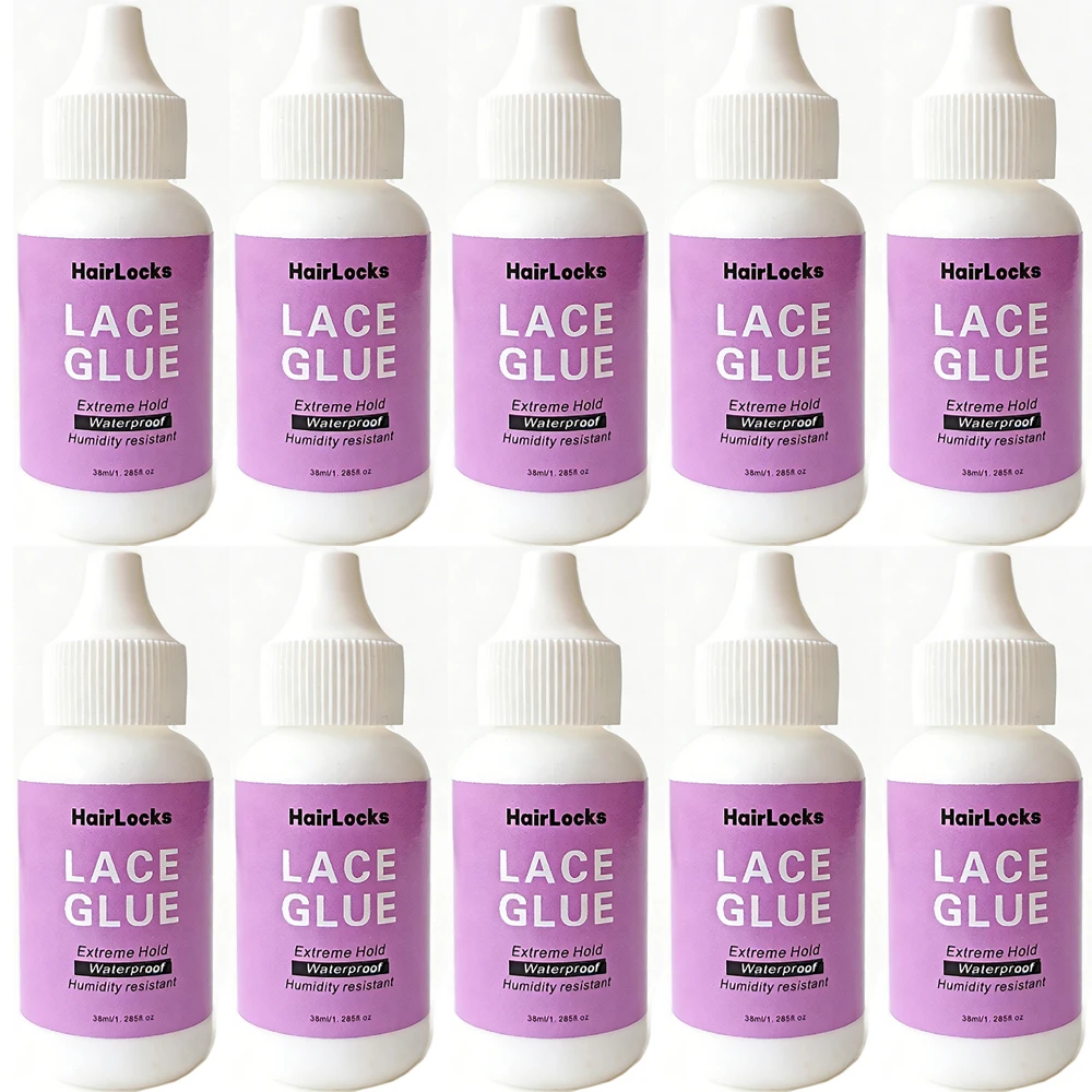 

10P Mild Non-Irritating Waterproof Lace Wig Glue Quick-Drying Secure Adhesive Water-Based Formula for Comfortable Wig Attachment