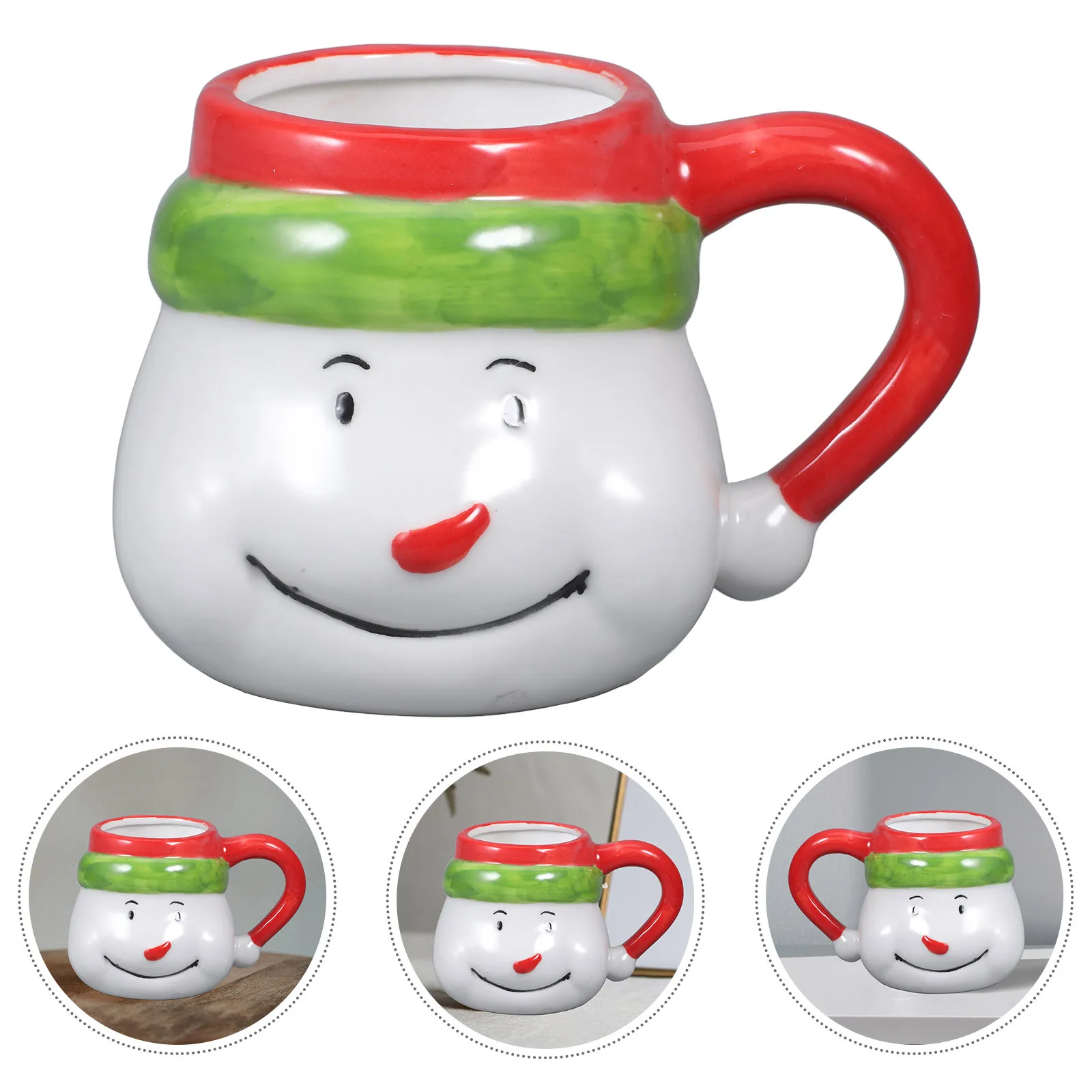 

Christmas Snowman Ceramic Water Cup 401-500ml Handle Cartoon Coffee Mug Xmas Themed Festival Drinking Mug Home Office