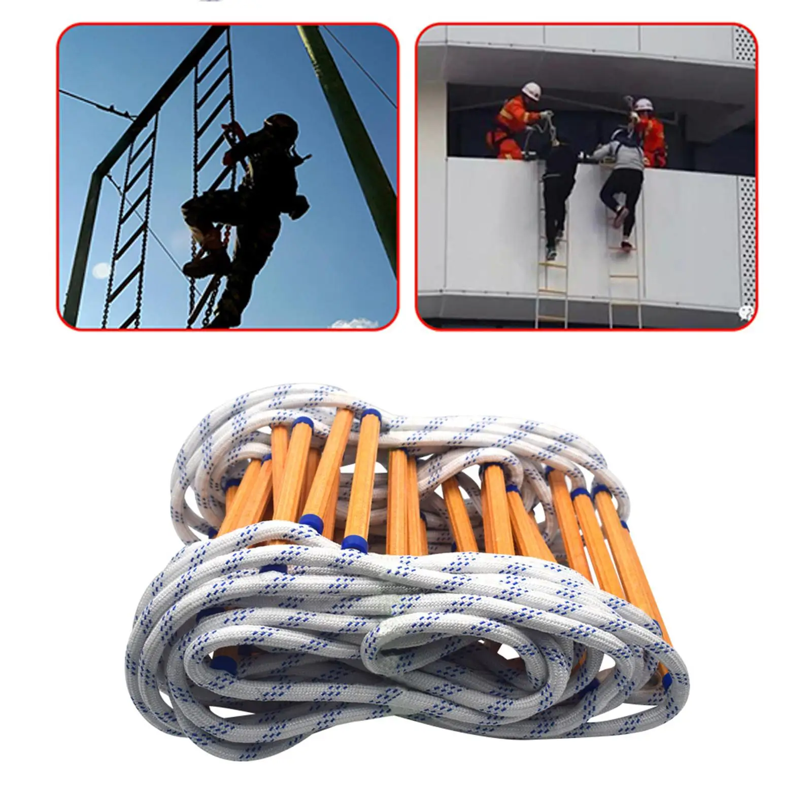 Emergency Escape Ladder Rope Portable Fast to Deploy Flame Resistant