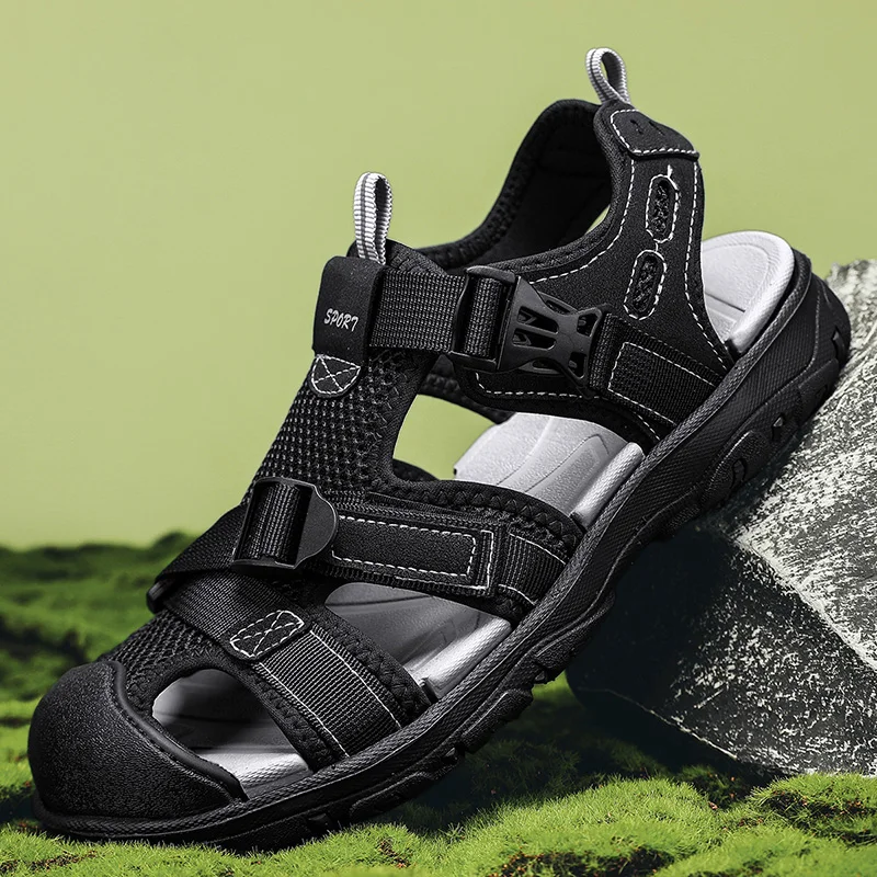 

Summer Sandals Men's New Hollow Platform Breathable Beach Anti Slip Outdoor Walking Fashion Flat Shoes 40-45 Zapatos Hombre