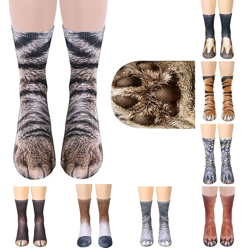 

1/3Pair Cozy And Fun Men's Women Winter Imitation Animal Socks Paw Crew Socks Halloween Spoofing Novelty Dress up Gifts