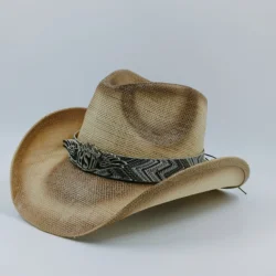 Western Cowboy hat for men straw hat color Large Brim straw hat Outdoor summer cowboy Sunshade Gradient Jazz Hat beach hat sun