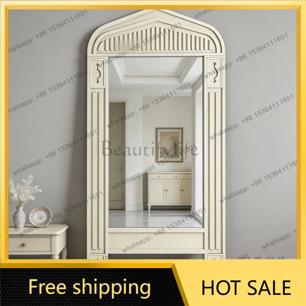 XX. American Light Luxury Style Entryway Fitting Mirror, Vintage Style Creative Full Full-Body Wardrobe Floor-Standing Mirror