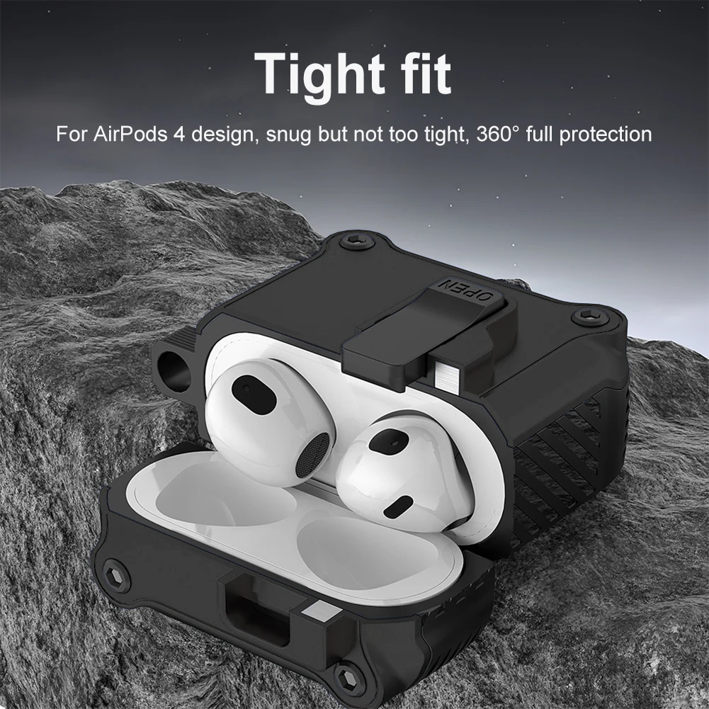 

Lock Cover for AirPods 4 Case Protective Case with Carabiner Full Body Protective Cover Protector Cover for AirPods 4th Gen 2024