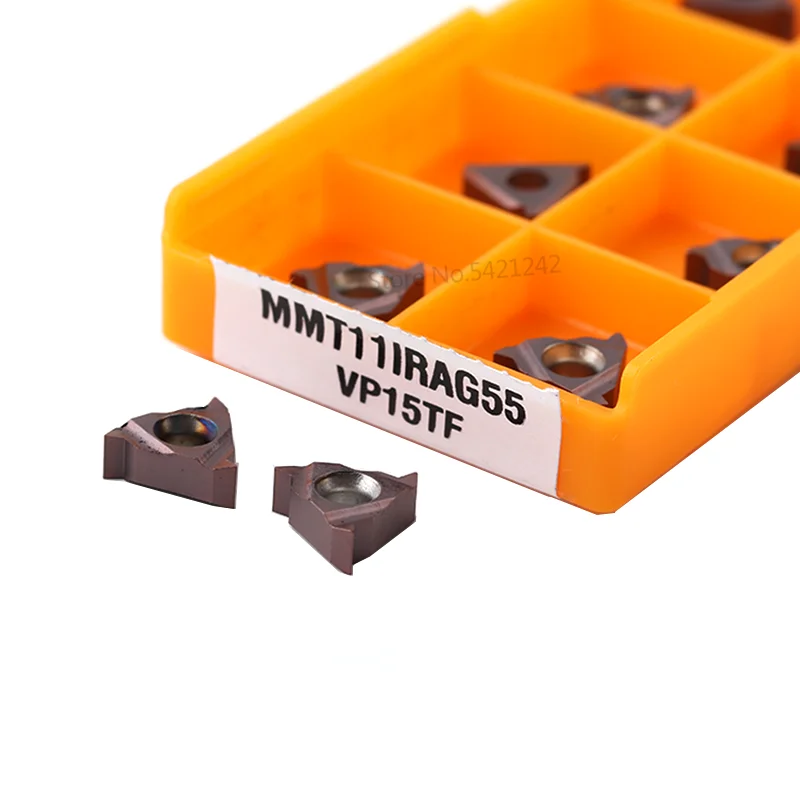 Mmt 16ir 16er Ag55 Vp15tf Ue6020 Us735 Rosca Ferramenta de Torneamento Carboneto Inserção Torno Cnc Cortador de Metal Lâmina 11er Ag55 11ir Ag55 Ag55 10 Peças