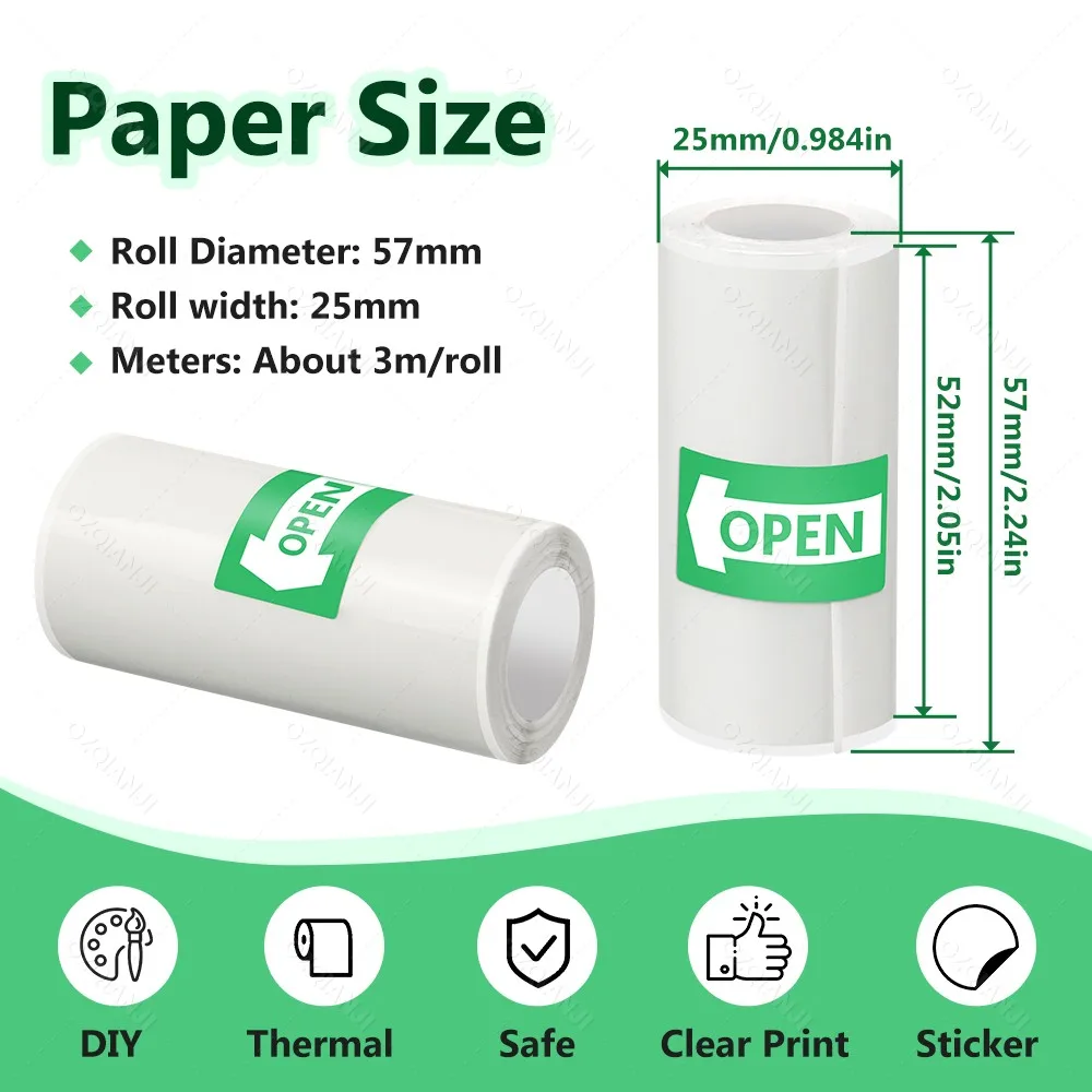 3-10 Rolls Thermal Sticker Paper for Mini Photo Printer Thermal Paper Instant Camera Refill Paper Mini Printer Sticker Paper