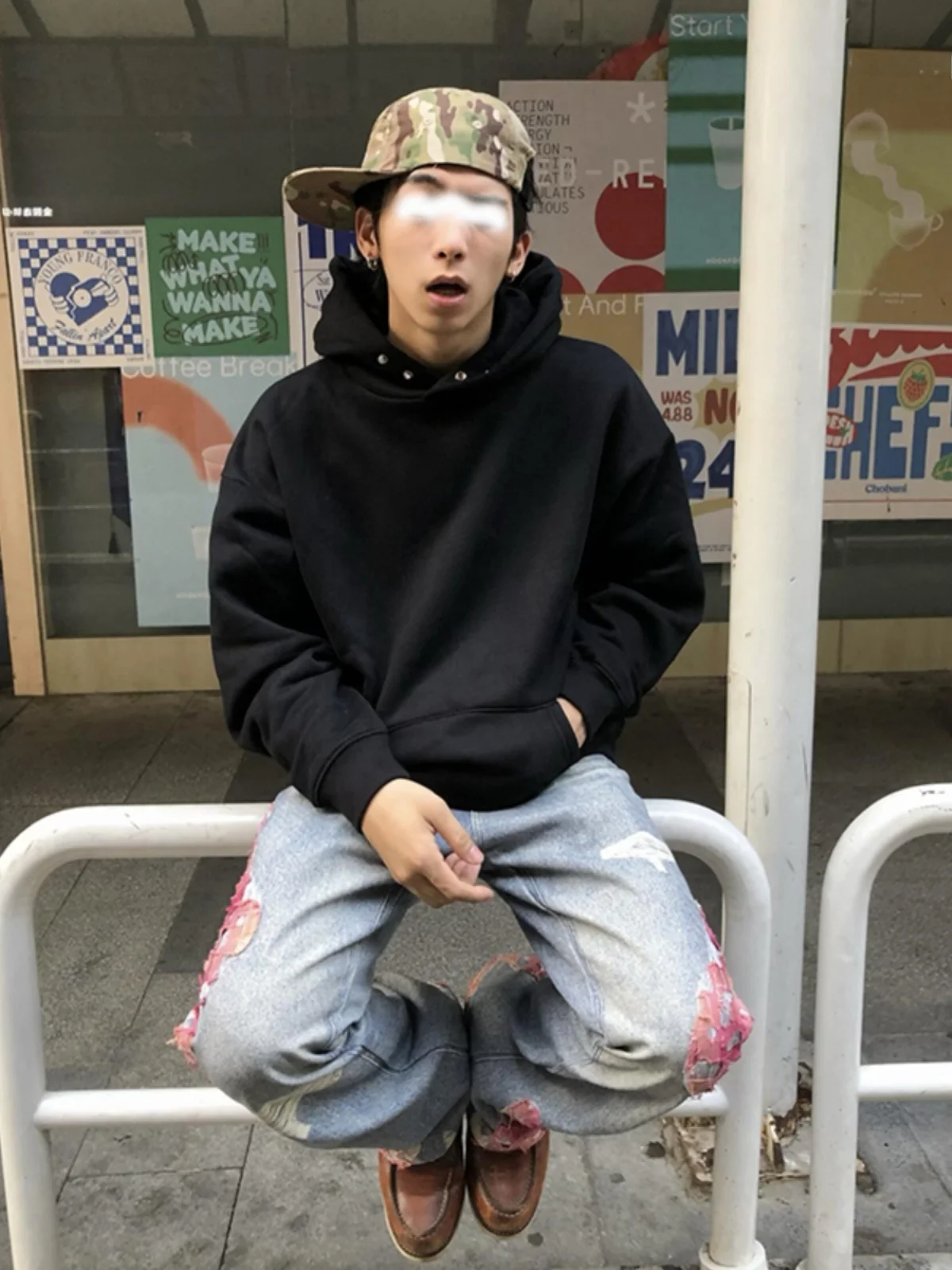 

Bla Metal Button Hoodie Men's Spring Autumn Sle American Trendy Heavyweight High-End Feeling Haome Jaet