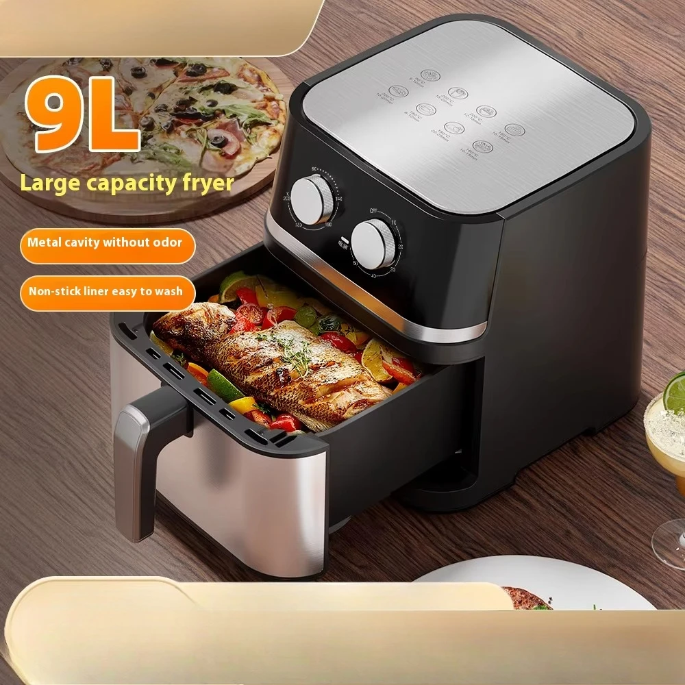 مقلاة هوائية كهربائية أوتوماتيكية بالكامل متعددة الوظائف بسعة كبيرة - فرن منزلي من الفولاذ المقاوم للصدأ مربع طباخ حديث متكامل