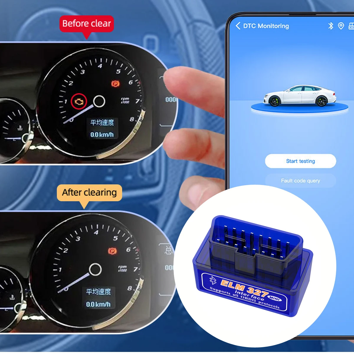Mini V2.1 Wireless Elm327 Car Diagnostic Tool Device Vehicle Inspection Obd2 Scanner Bluetooth German 2026 Korean Language Obd