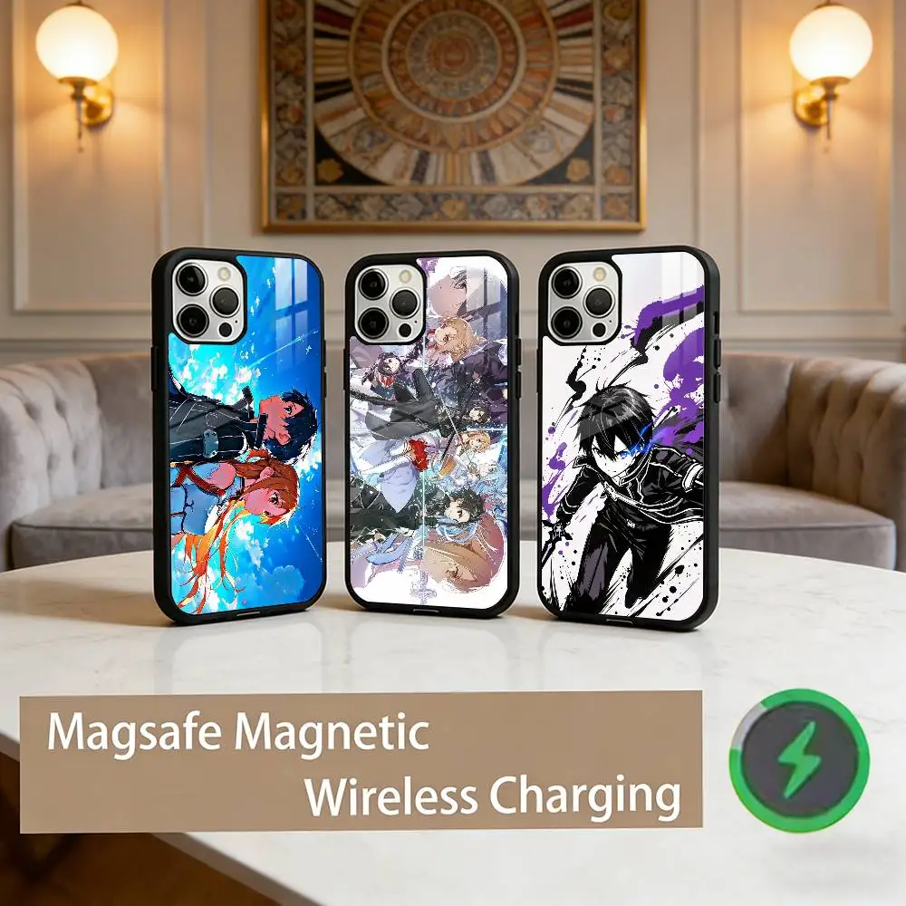 

S-Sword Art Online SAO Kirigaya Phone Case For iPhone17,16,15,14,13,12,11 Plus,Pro Max Magnetic For Magsafe Wireless Charging