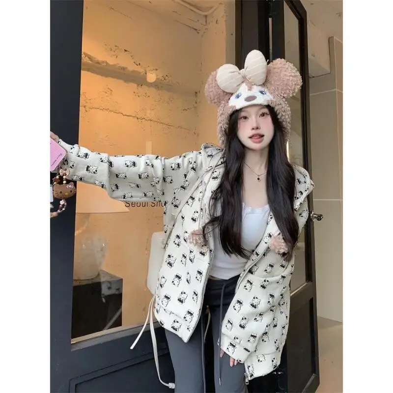 

Sanrio мультяшная куртка Hello Kittys, осенний кардиган с длинными рукавами, тонкий свободный повседневный новый стиль, подарок в студенческом стиле для подруги