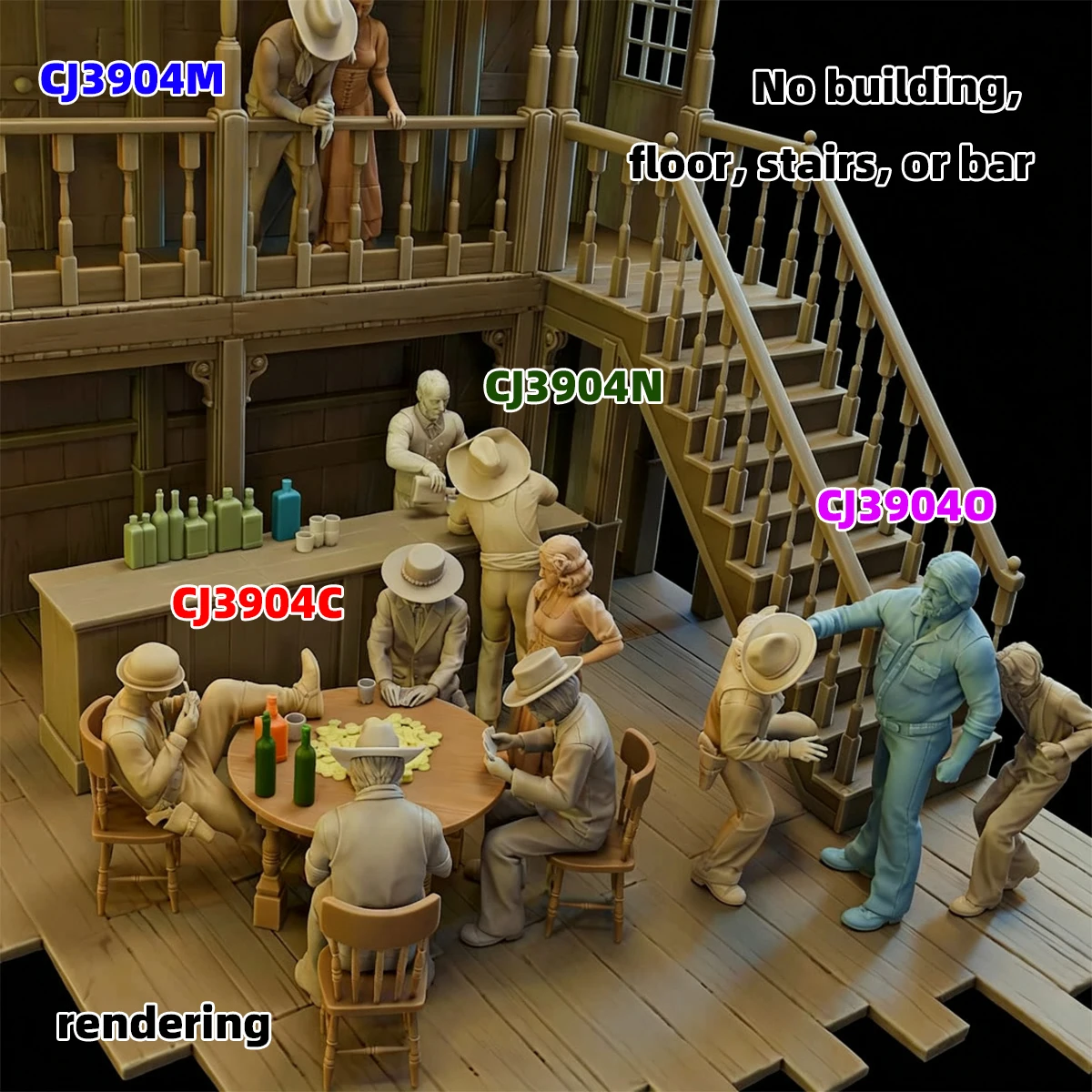 1/35 1/43 1/48 1/64 1/72 1/87 Modellbausatz 3D Harz Miniatur-Soldatenfiguren Diorama Unbemalte Wildwest-Saloon-Cowboys DIY – Detail 7