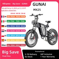 GUNAI MX25 Electric Bike 1000W 48V 25AH Electric Bicycle 4.0*20 Inch Fat Tire Off-Road Ebike Adults Cycling Mountain Bike