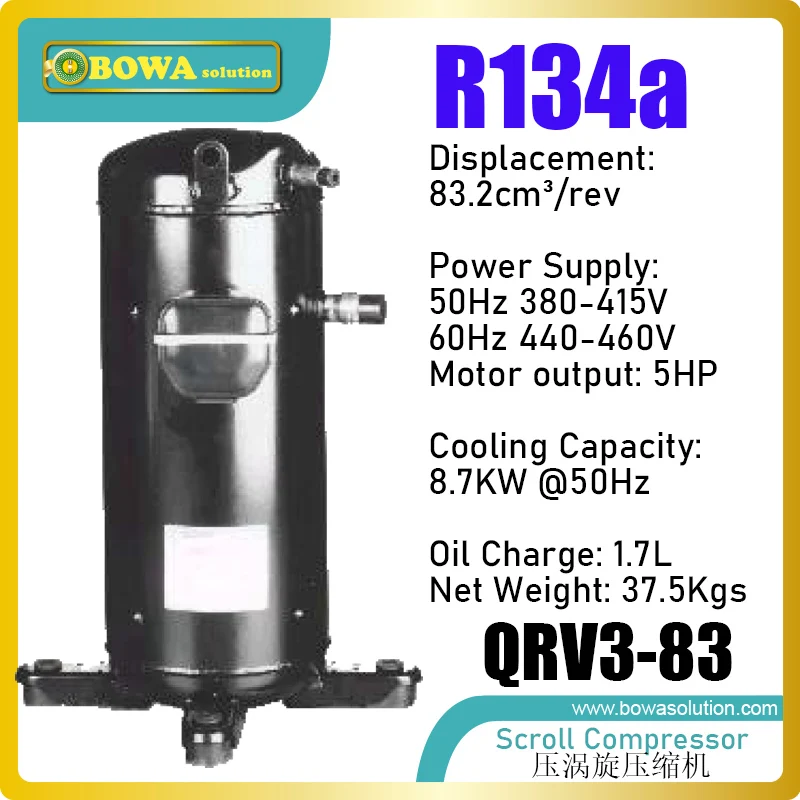 O compressor de refrigeração de alta pressão de fundo 9KW, R134a é usado em controles de temperatura industriais em condições perigosas