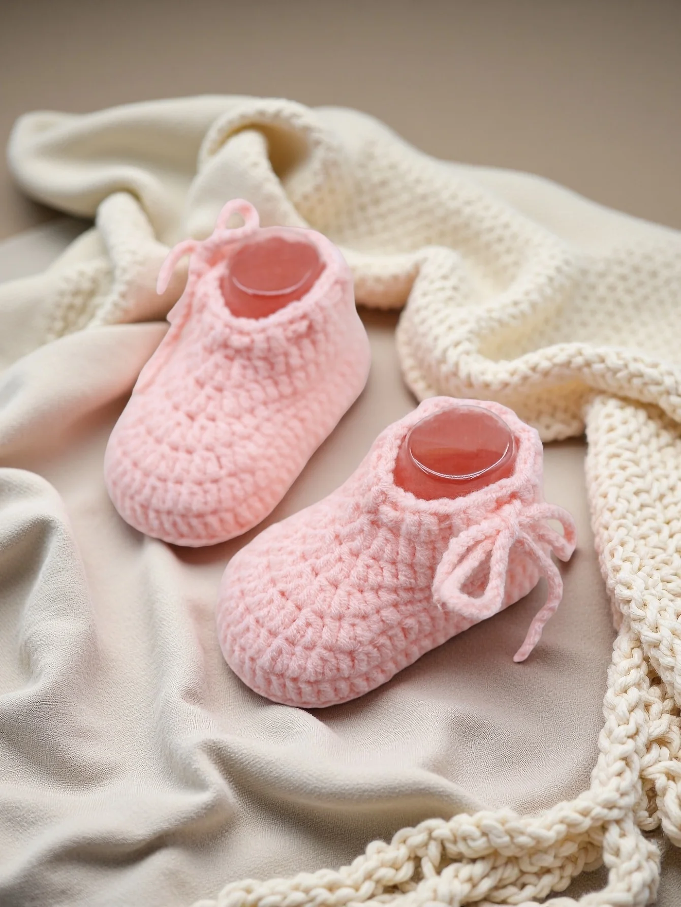 زوج واحد من أحذية الأطفال المصنوعة يدويًا، شباشب كروشيه وردية للرضع، من عمر 0 إلى 12 شهرًا