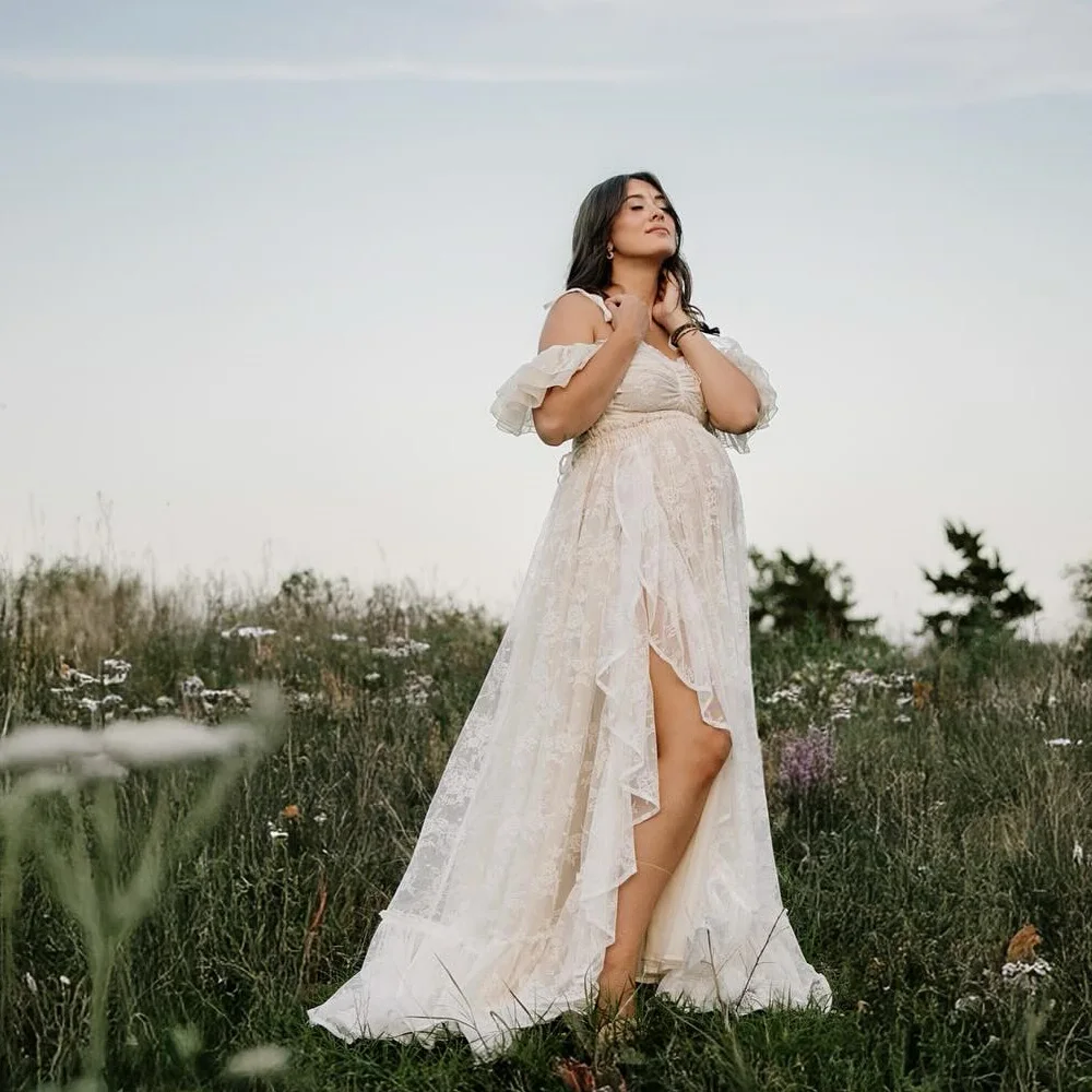 

Maternity Dresses For Photo Shoot White One size Lace Two-piece Camisole Dress Photography Studio Props Clothes For Women