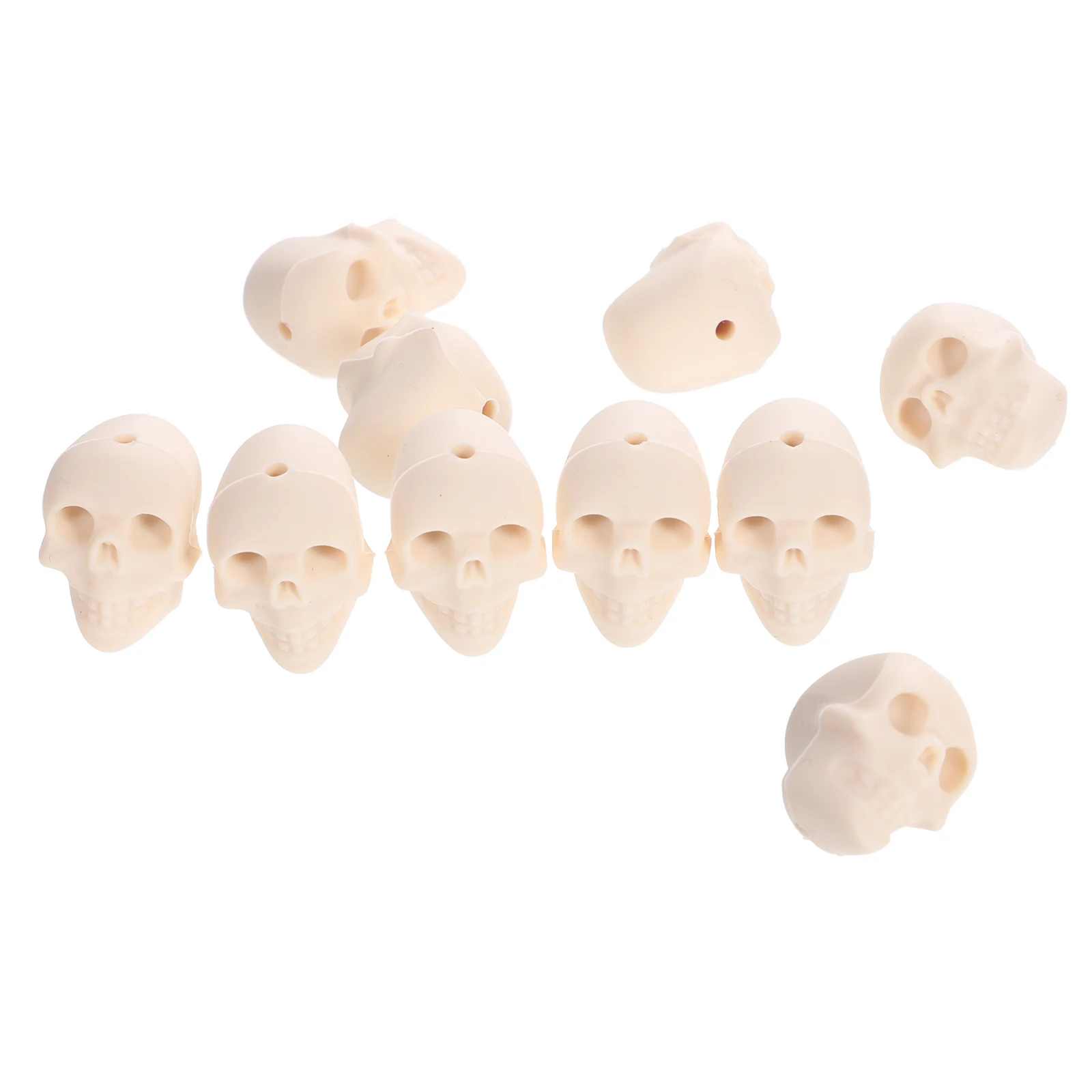 

10 Pcs Silicone Skull Beads Halloween DIY Supplies Loose Charm Head Jewelry Making Charms