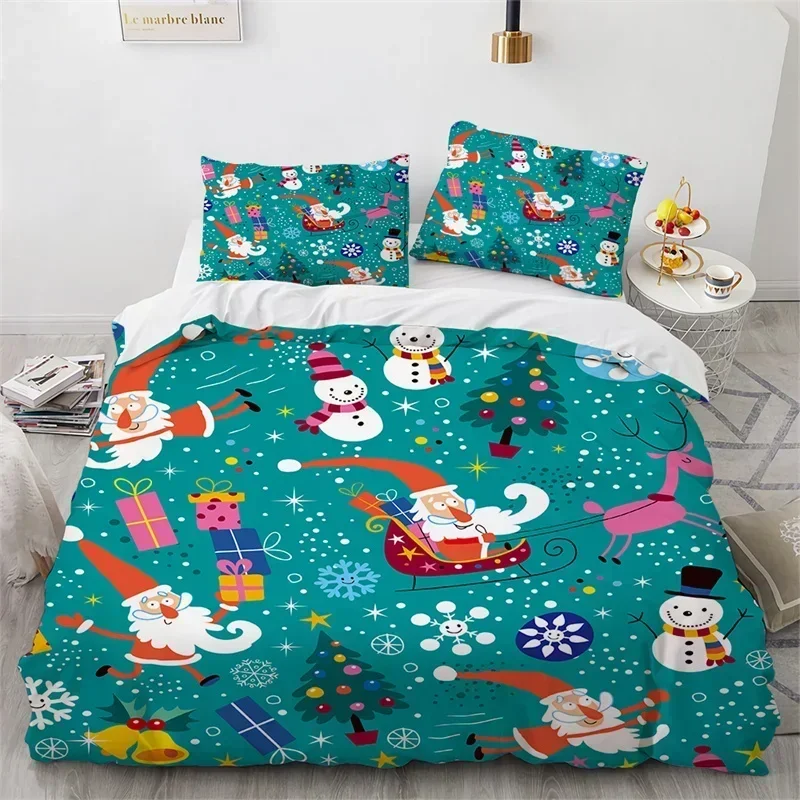3D Print Cat Merry Christmas Comfortable Duvet Quilt Cover Pillowcase Bedding Set Children Bedroom Decoration Home Textile