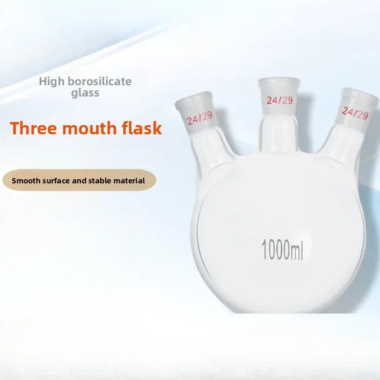 Three Neck Round Bottom Flask Thickened Heat Resistant Glass Reactor Vessel 1000/2000ml Lab Distillation Tool