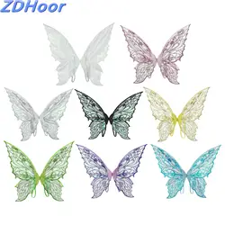 Butterfly Fairy Wings Kids Adults Gradient Sheer Shiny Wings Fairy Angel Wings with Elastic Shoulder Straps for Halloween