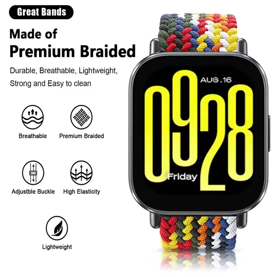 Nylon Loop Strap for Redmi Watch 5 Active Lite Braided Magnetic Buckle Breathable Adjustable Watchband for Xiaomi Redmi 5 Lite