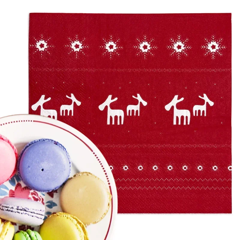 Snow Winter Christmas Series Printed Colorful Tissue Paper Red Background Moose Paper Placemat Christmas Party Decoration Paper