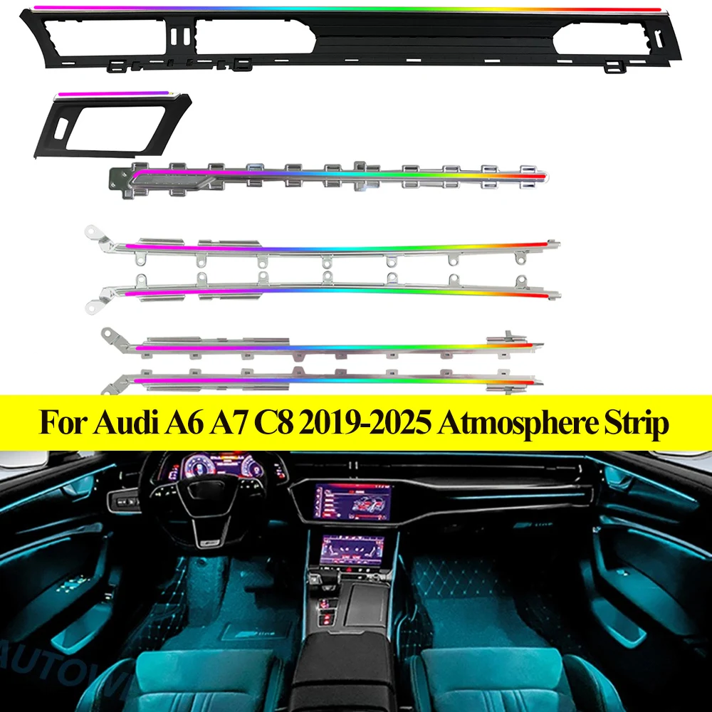 

Upgrade 256 Colors Symphony Led Car Interior Ambient Light Decoration for Audi A6 A7 C8 2019-2025 Atmosphere Strip Accessories