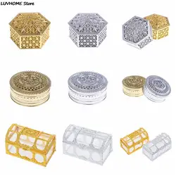 Mini Plastic Hollow Hexagon/Round Candy Box Case Wedding Vintage Chocolate Gifts Treat Box Creative Packaging Party Supplies New