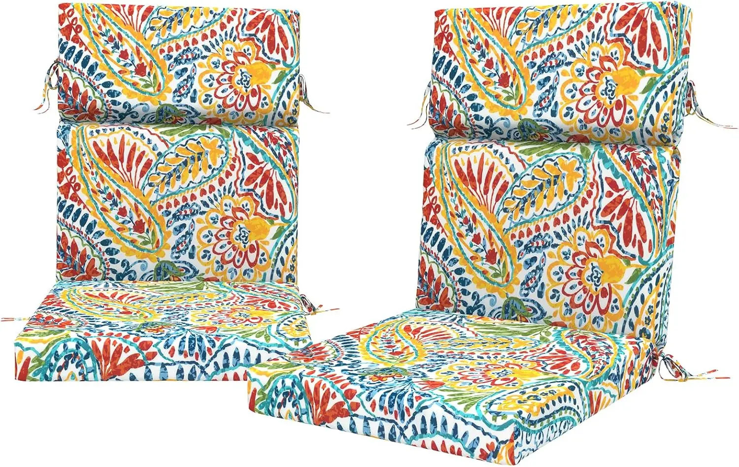 Outdoor Patio Rocking and Dining Chairs - Paisley Multi Elastic Sponge Water Repellent Chair Cushions