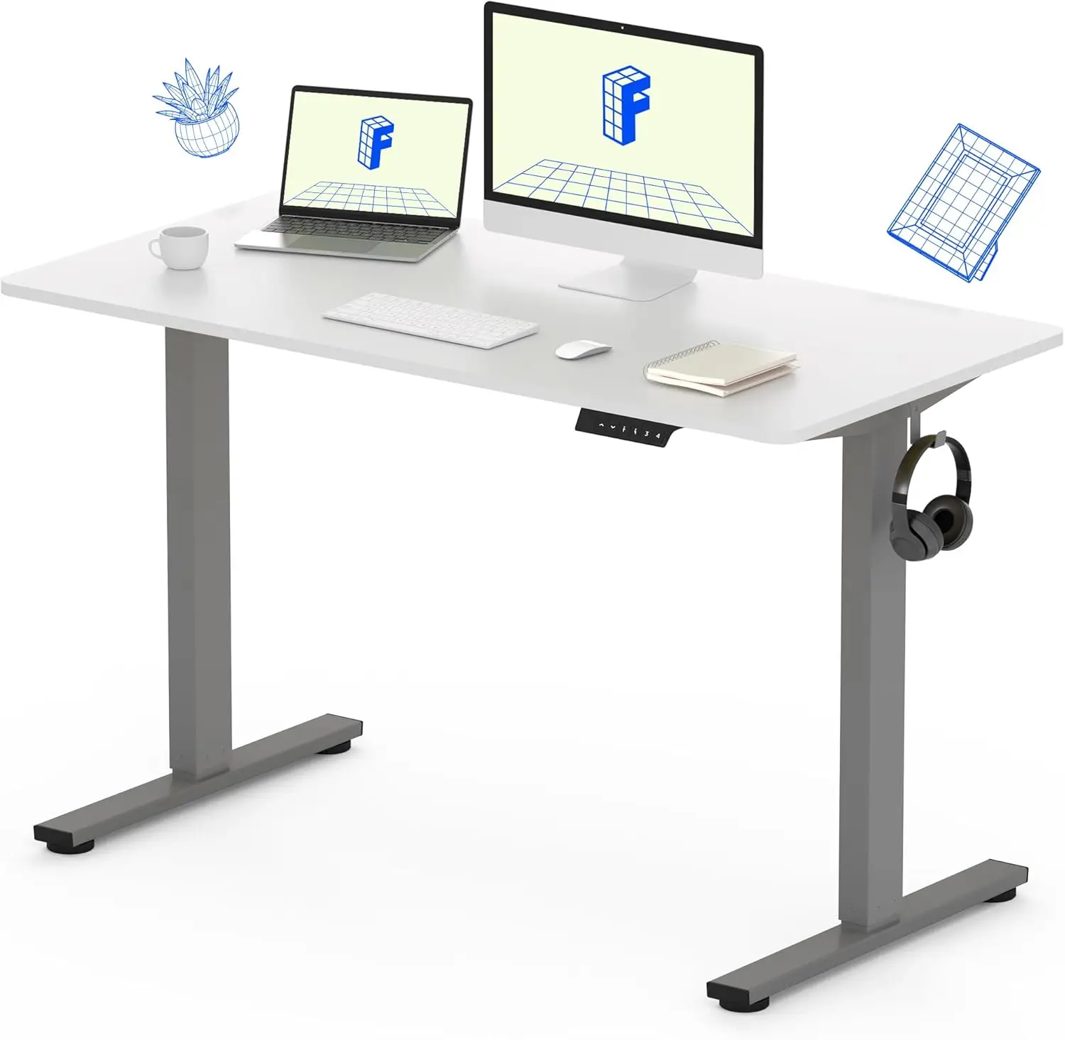 

48 x 30 inch adjustable height, suitable for home office standing desks (silver frame+48 inch white tabletop, 2 packages)